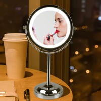 360 Degree Rotation LED Makeup Mirror Double Sided Round 3X Magnification LED Lighted Mirror