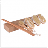 5Piece Premium Dry Brushing Body Brush Set Natural Boar Bristle Body Brush, Exfoliating Face Brush Ultimate Detox Brush