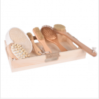 Dry Brushing Body Brush Set, Long Detachable Hand Grip Bamboo Brush,Bath Brush and Shower Brush Gift set